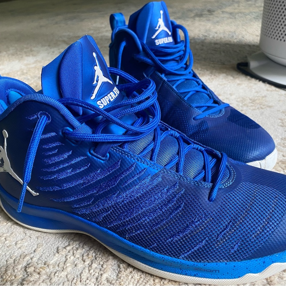 Jordan SuperFly, Men’s Hightop blue/white Basketball Shoes, BARELY used